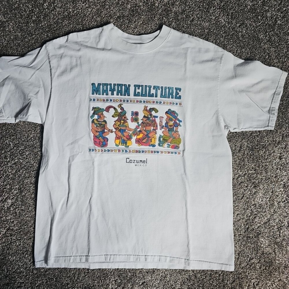 Mayan Culture Cozumel Mexico White Size XL Short Sleeve Vacation Aztec Tee